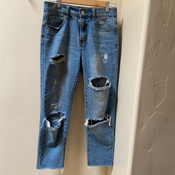 Dolls Kill brand - Distressed straight leg jeans - Picture 1 of 7